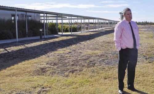 Western Downs Mayor Ray Brown at a workers' camp at Dalby. Western Downs Mayor Ray Brown at a workers' camp at Dalby.